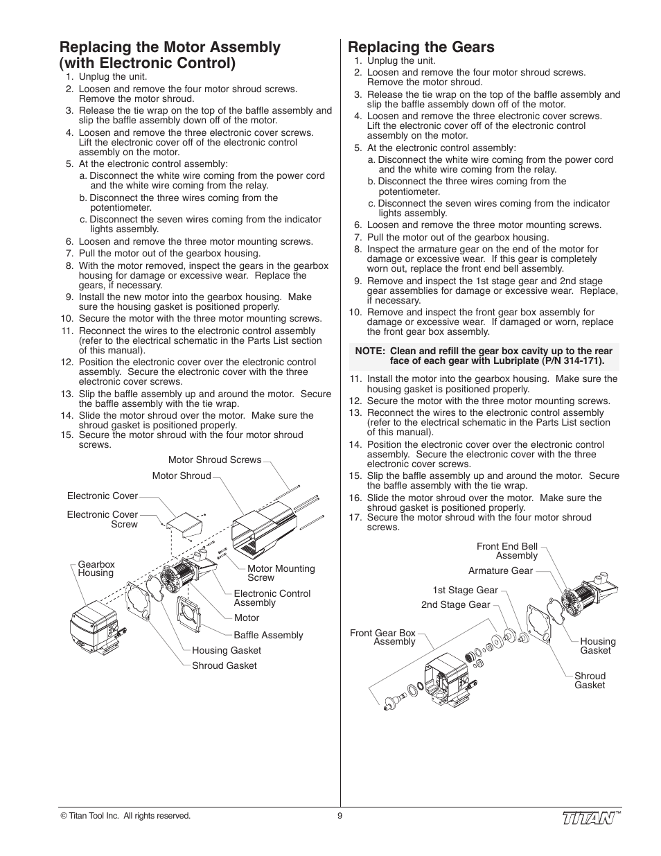 Replacing the gears | Titan Tool 800-2005 User Manual | Page 9 / 24