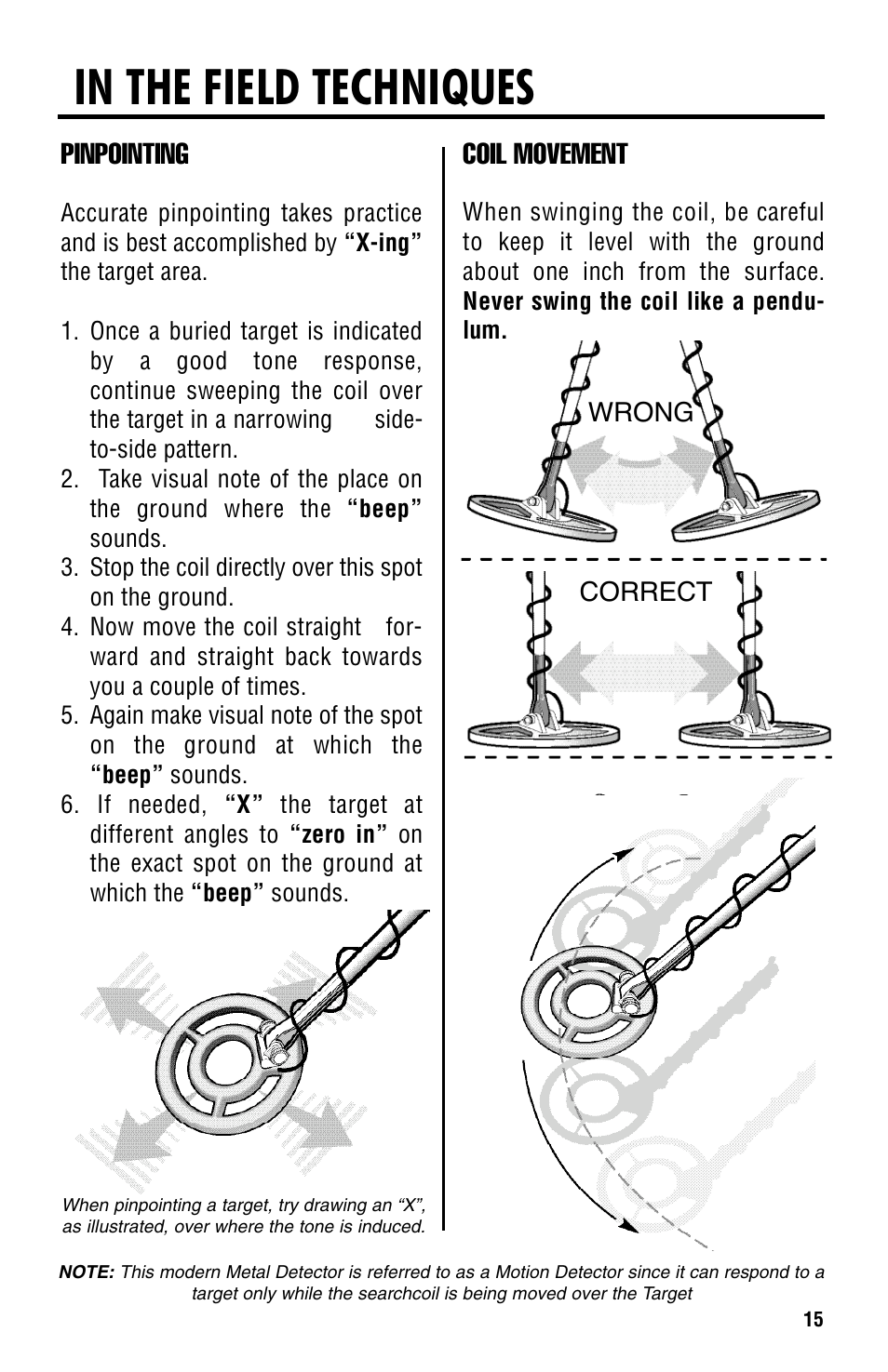 Pinpointing, Coil movement | Titan Tool 2000XD User Manual | Page 15 / 20