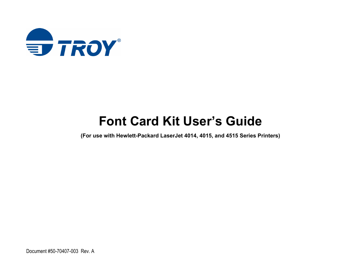 TROY Group Font Card Kit 4515 User Manual | 58 pages