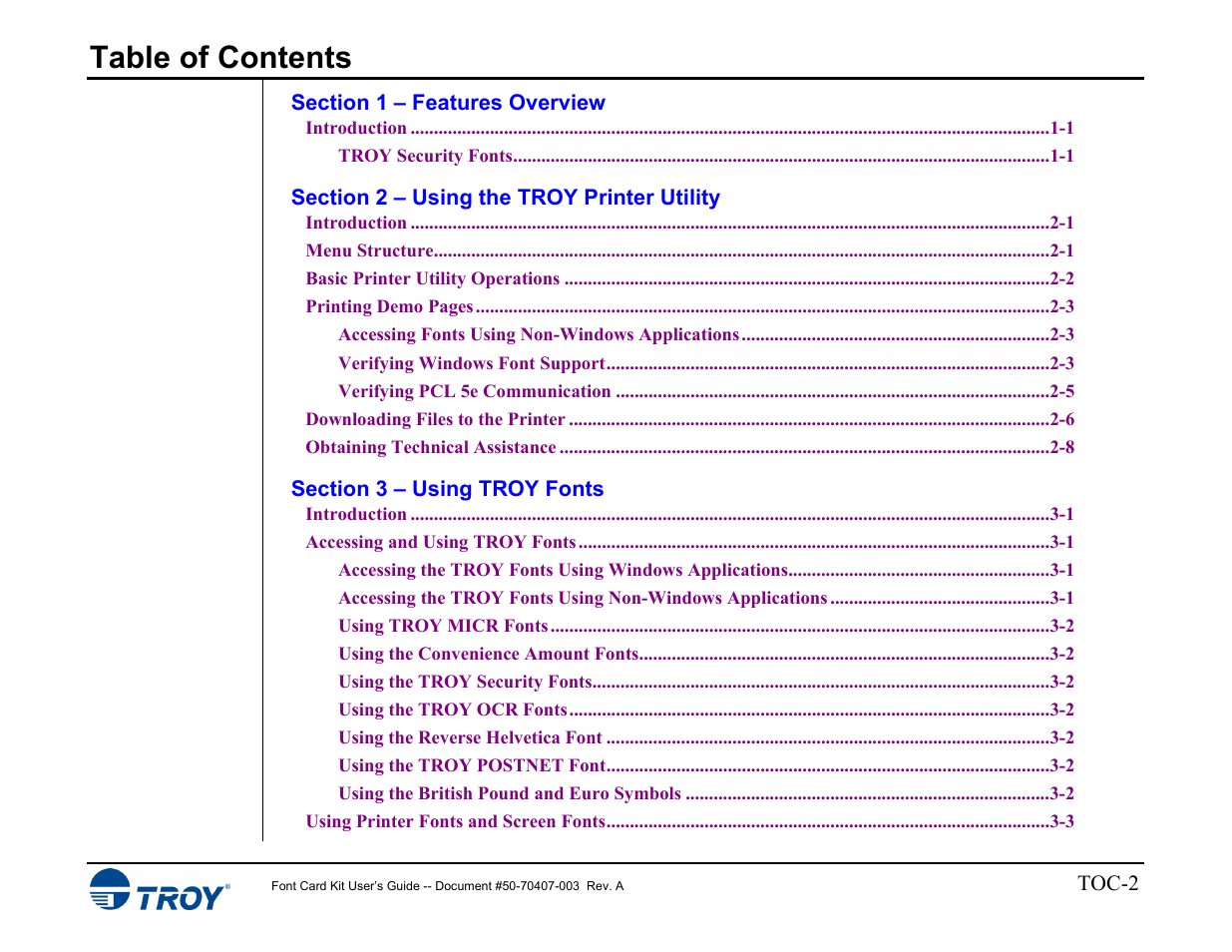 TROY Group Font Card Kit 4515 User Manual | Page 4 / 58