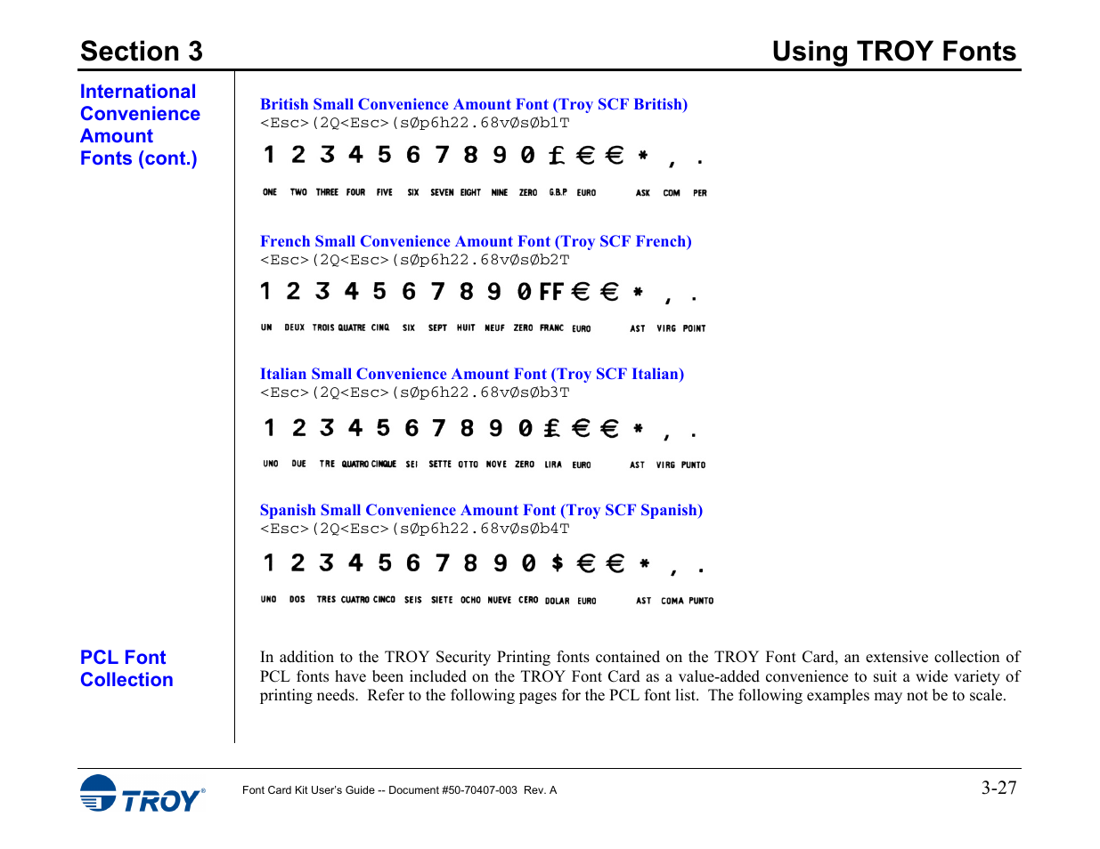 Pcl font collection | TROY Group Font Card Kit 4515 User Manual | Page 42 / 58