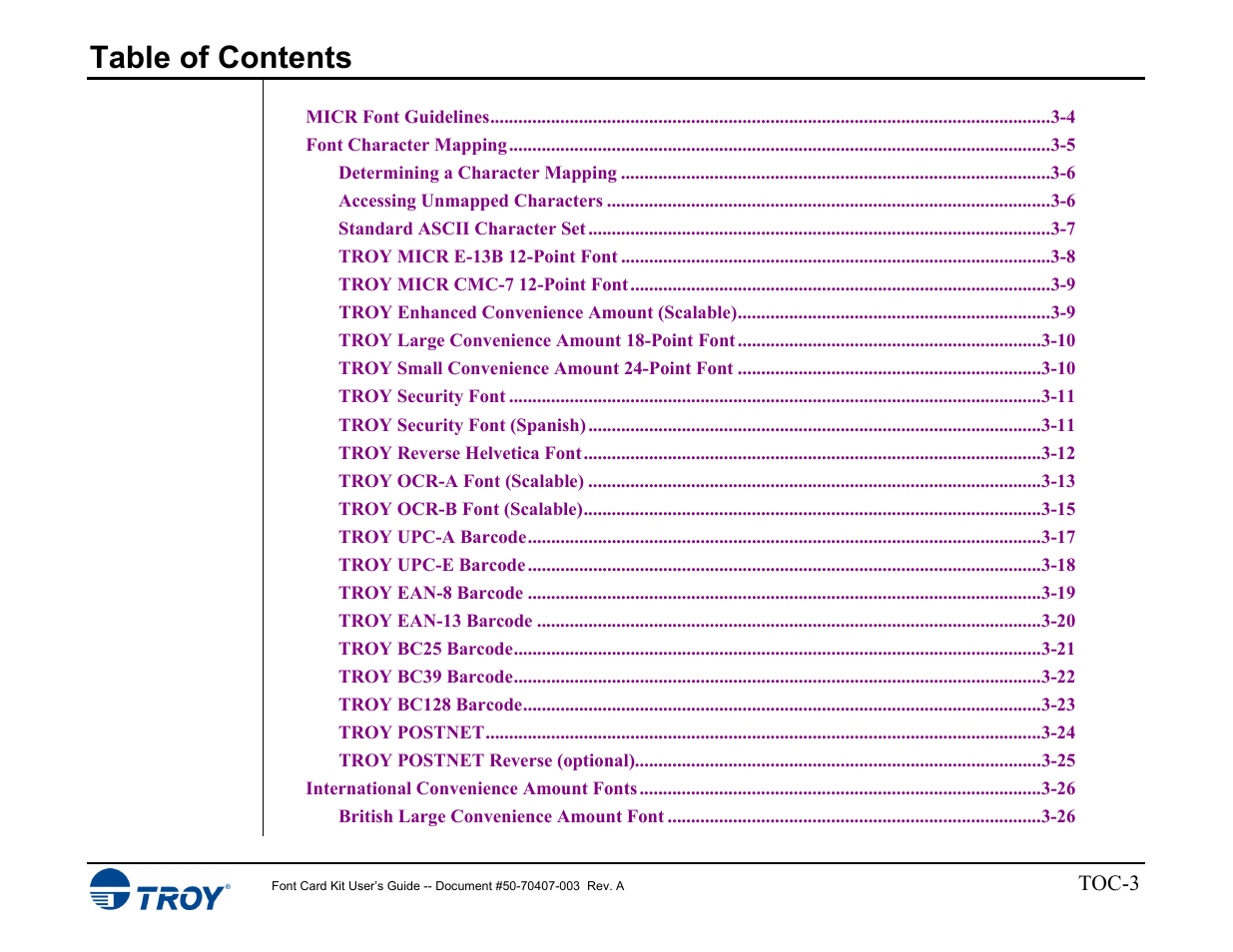 TROY Group Font Card Kit 4515 User Manual | Page 5 / 58