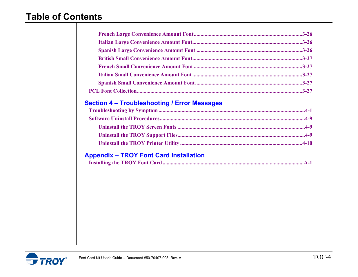 TROY Group Font Card Kit 4515 User Manual | Page 6 / 58
