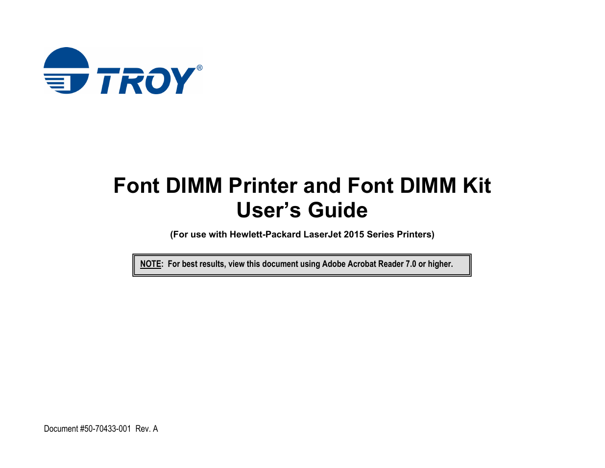 TROY Group 2015 Series User Manual | 57 pages