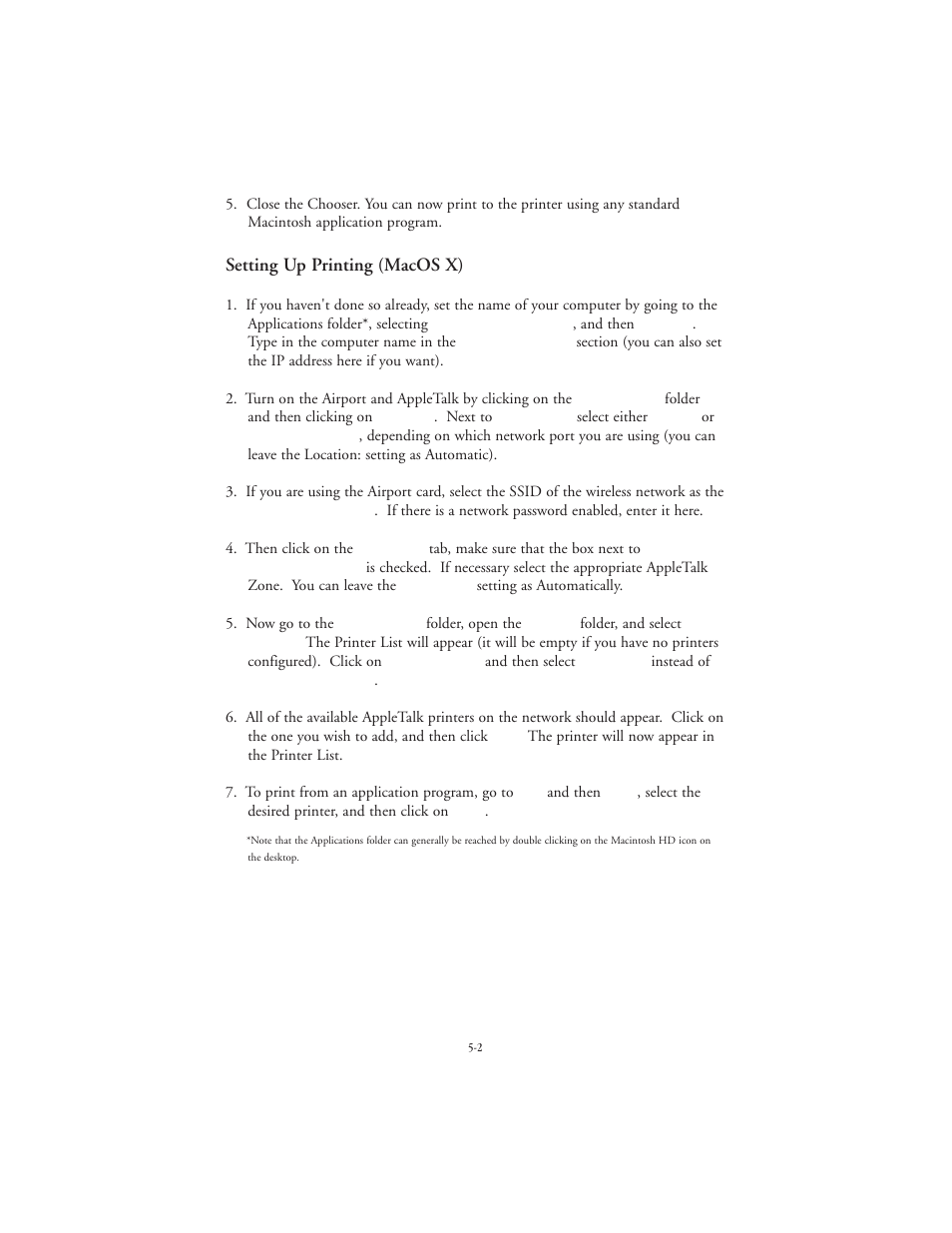 Setting up printing (macos x) | TROY Group EtherWind 802.11b User Manual | Page 28 / 60