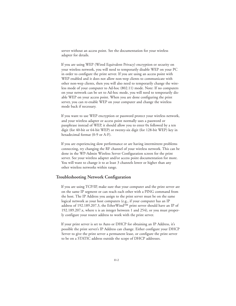 Troubleshooting network configuration | TROY Group EtherWind 802.11b User Manual | Page 48 / 60