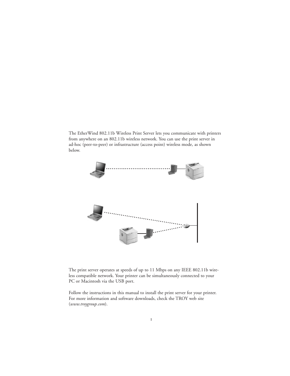 Introduction, Ad-hoc mode, Infrastructure mode | TROY Group EtherWind 802.11b User Manual | Page 5 / 60