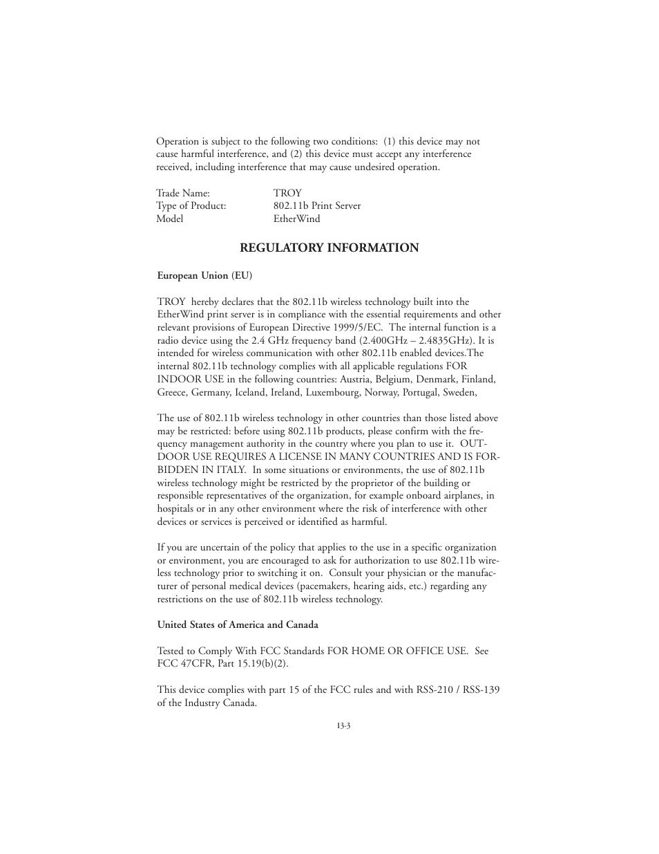 TROY Group EtherWind 802.11b User Manual | Page 59 / 60