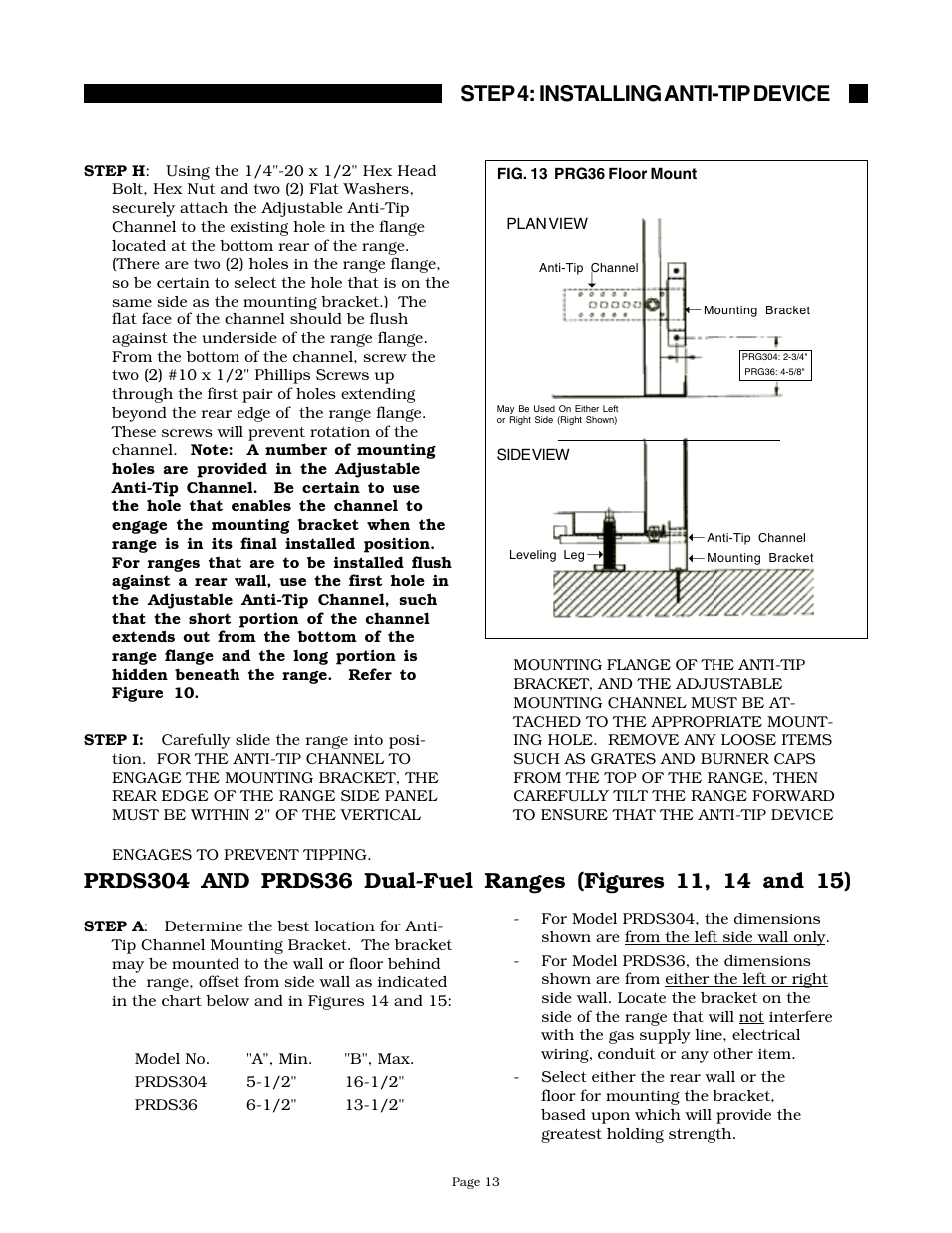 Step 4: installing anti-tip device | Thermador PRDS304 User Manual | Page 15 / 28