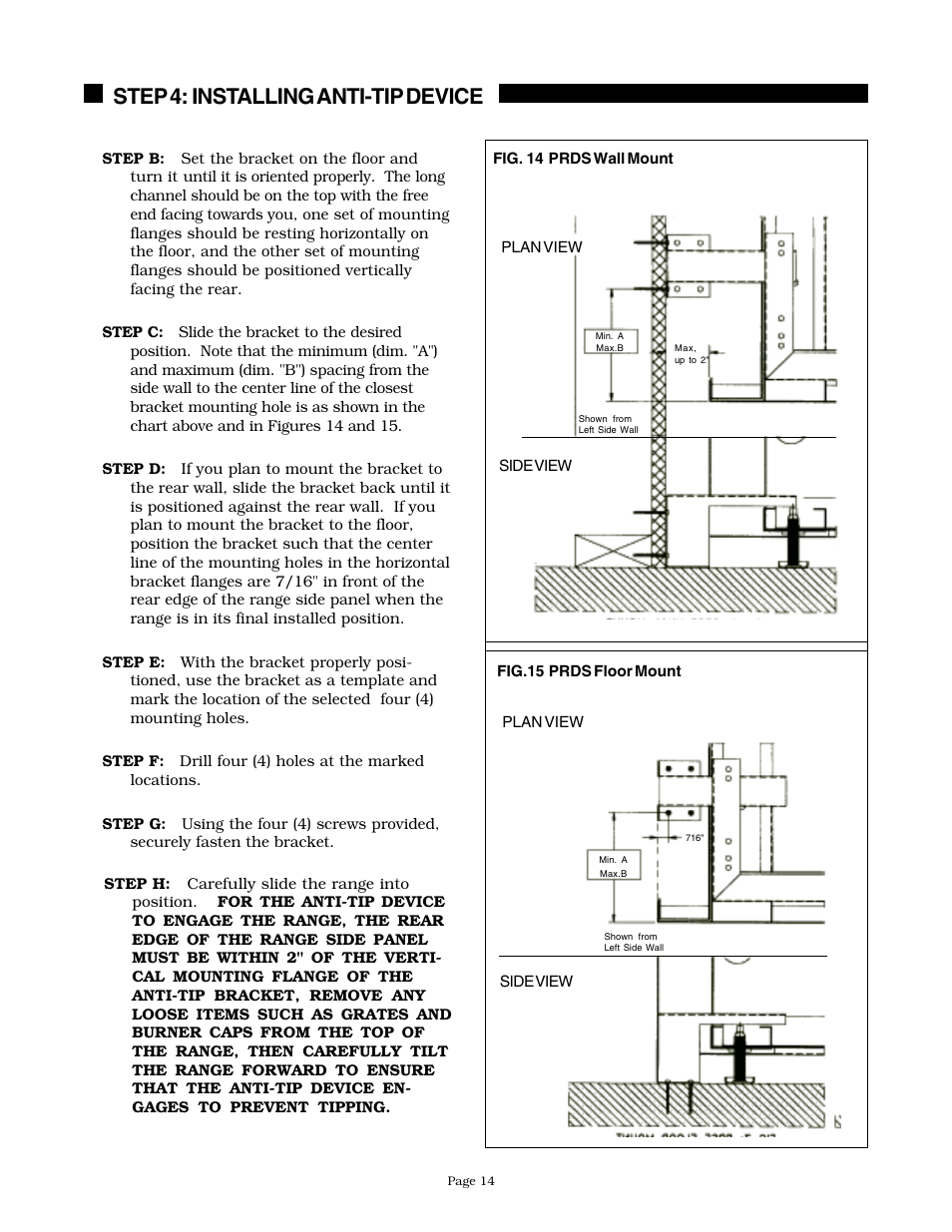 Step 4: installing anti-tip device | Thermador PRDS304 User Manual | Page 16 / 28