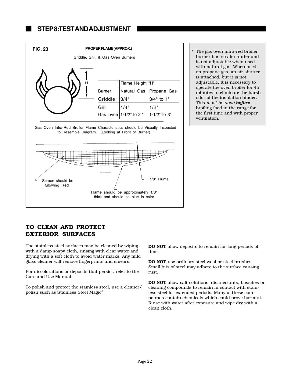 Step 8: test and adjustment | Thermador PRDS304 User Manual | Page 24 / 28