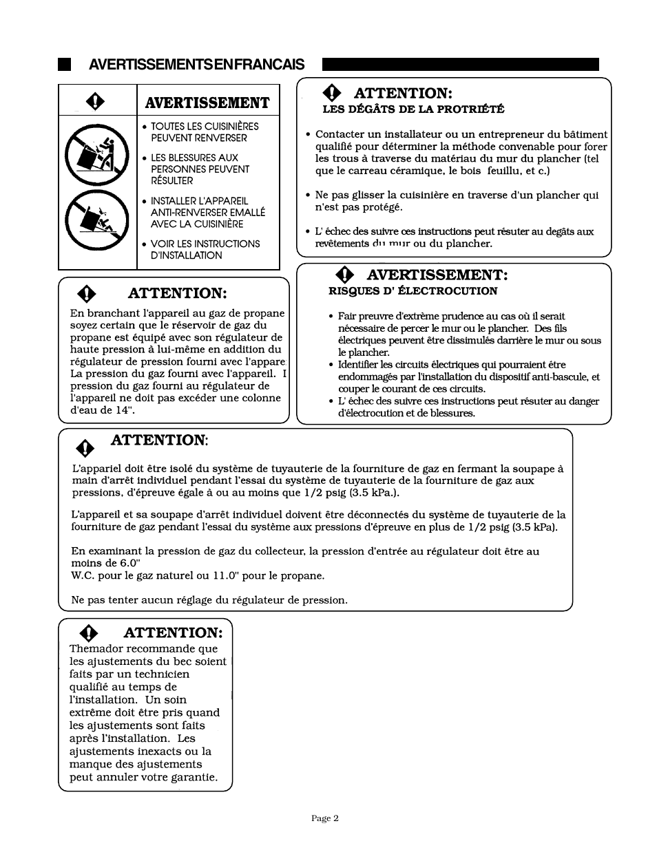 Avertissement | Thermador PRDS304 User Manual | Page 4 / 28