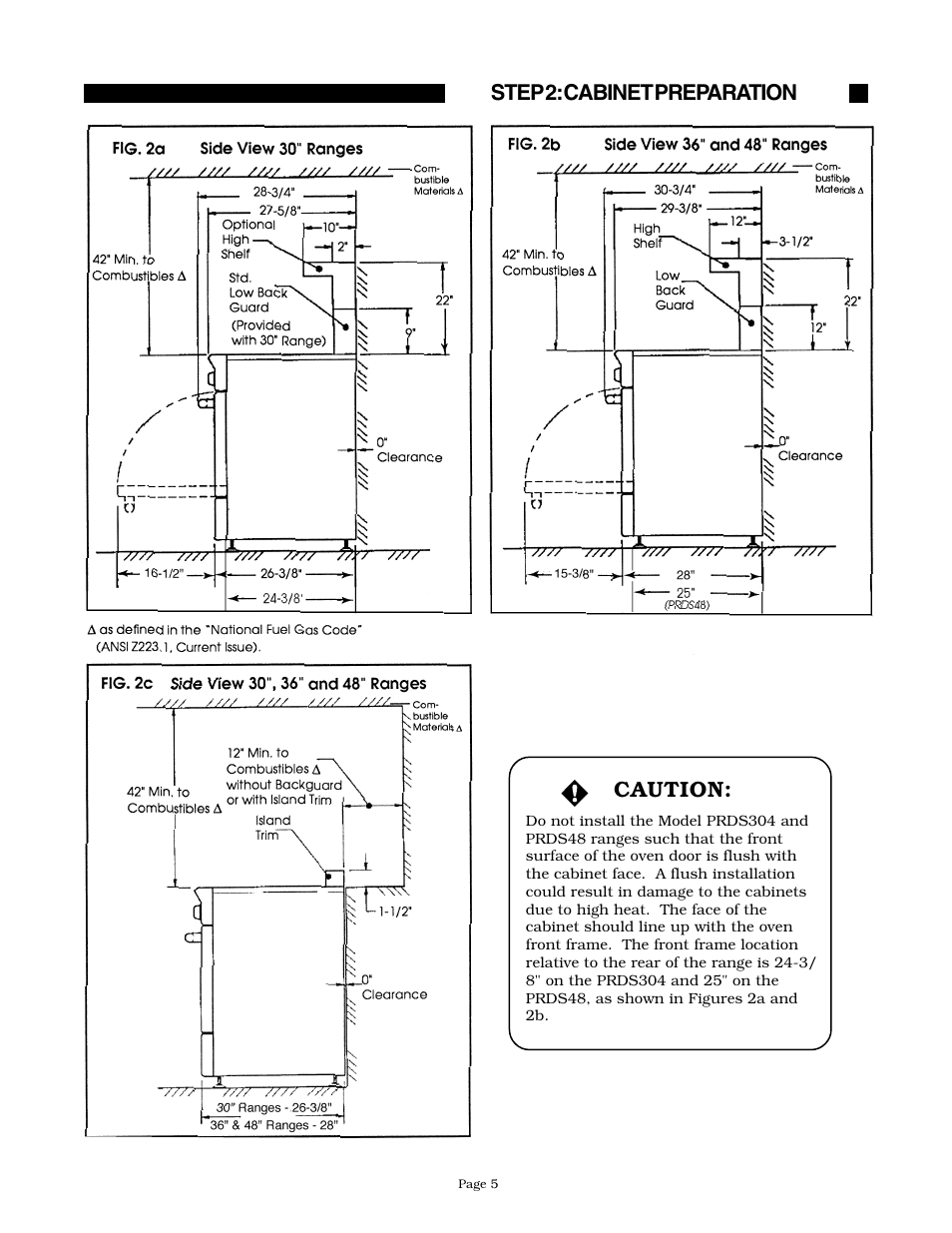 Step 2: cabinet preparation caution | Thermador PRDS304 User Manual | Page 7 / 28