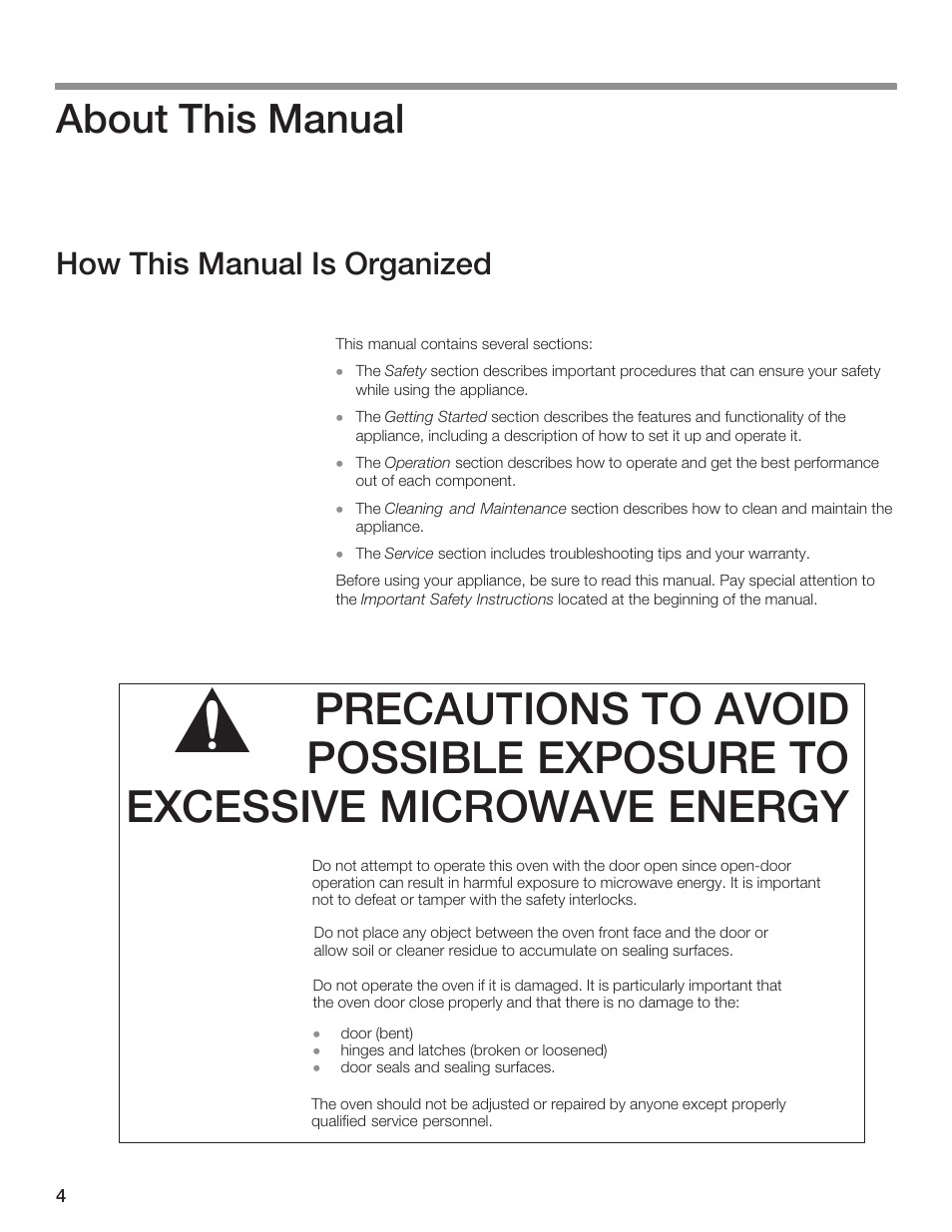 About this manual, How this manual is organized | Thermador AN AMERICAN ICON MBEB User Manual | Page 4 / 124