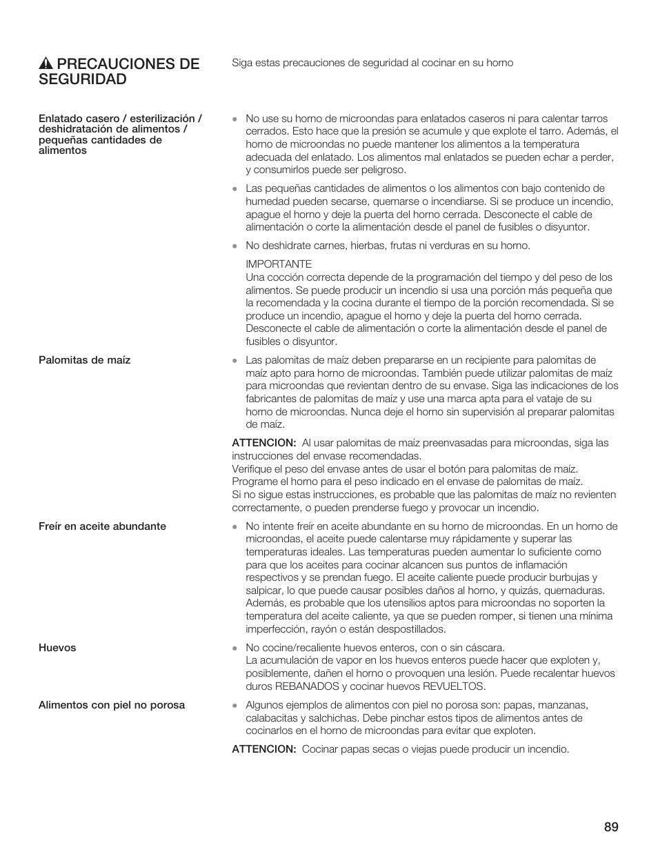 Ř precauciones de seguridad | Thermador AN AMERICAN ICON MBEB User Manual | Page 89 / 124