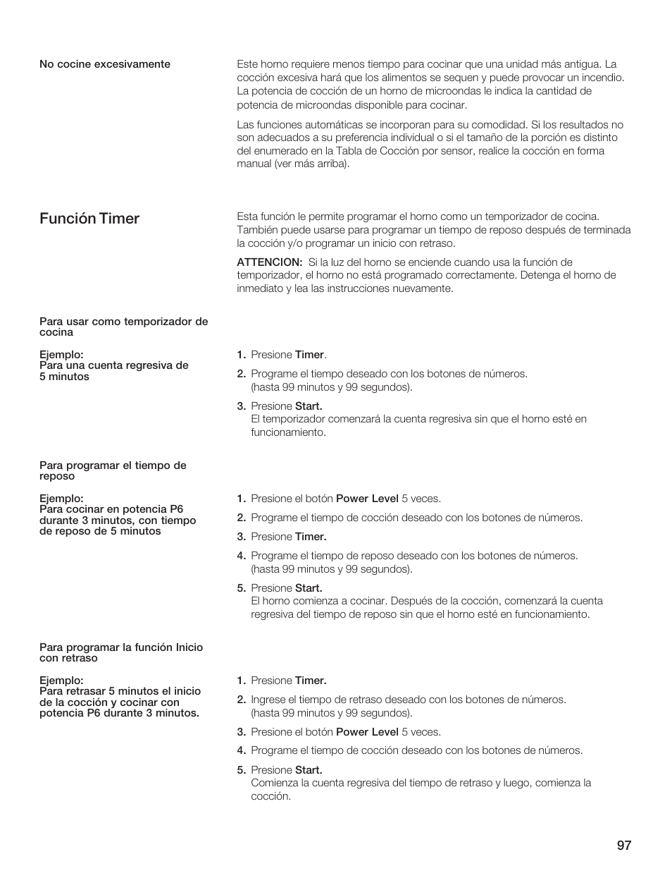 Función timer | Thermador AN AMERICAN ICON MBEB User Manual | Page 97 / 124