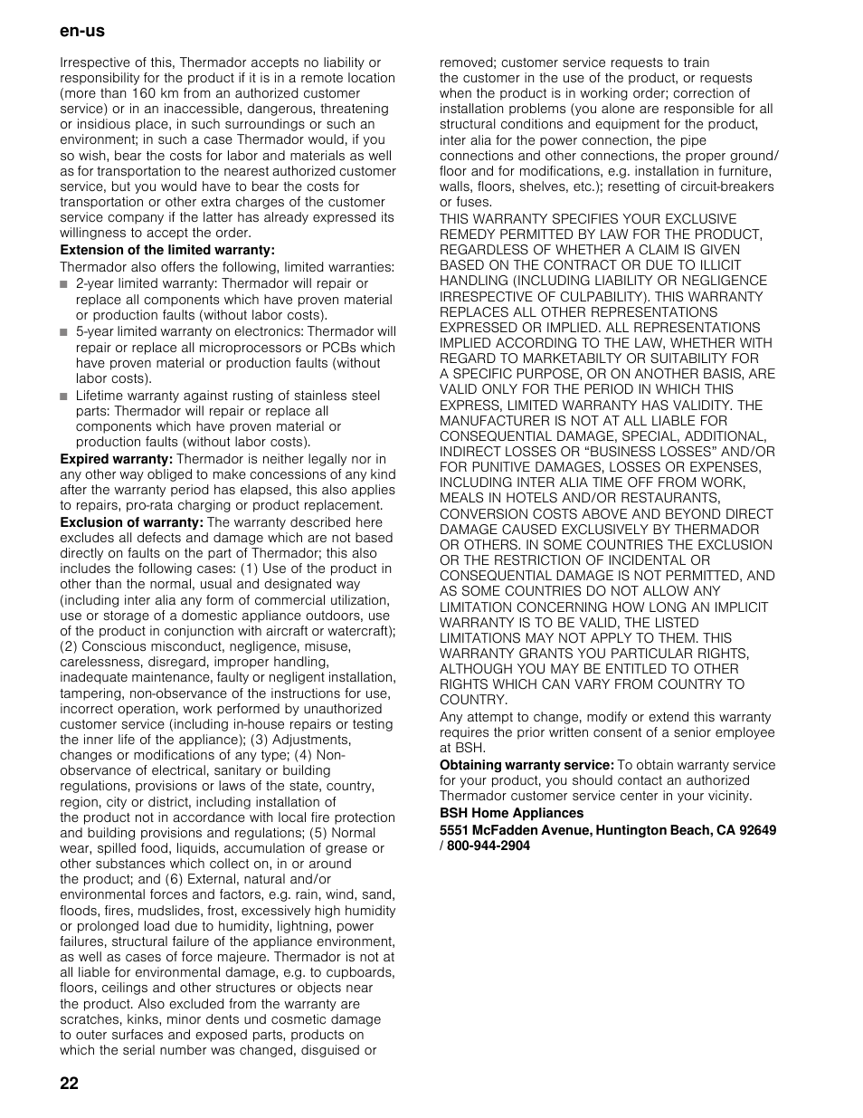 En-us 22 | Thermador T36BB User Manual | Page 22 / 67