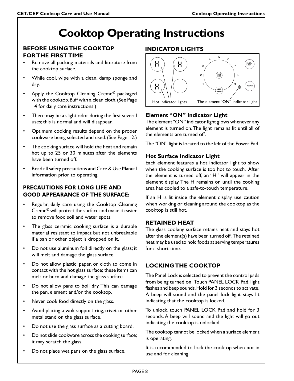 Cooktop operating instructions | Thermador CEP456 User Manual | Page 10 / 20