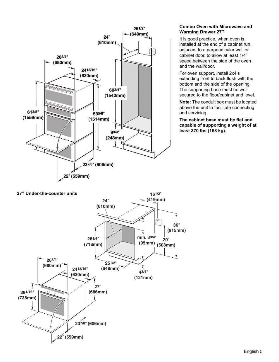 27” under-the-counter units | Thermador ME272 User Manual | Page 7 / 48