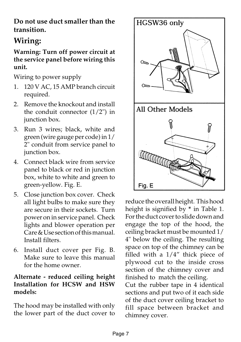 Wiring | Thermador HSW User Manual | Page 15 / 16