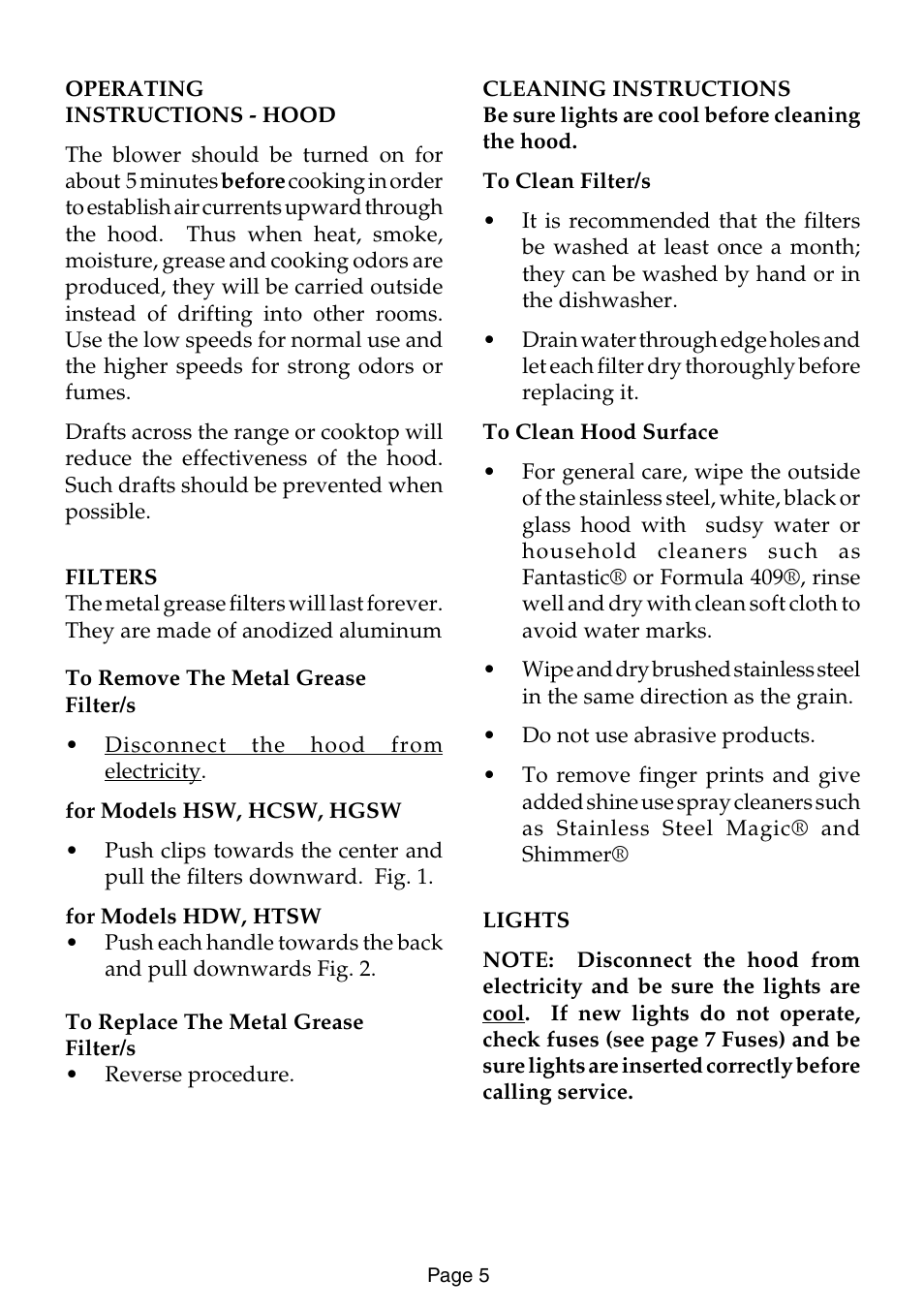 Thermador HSW User Manual | Page 5 / 16