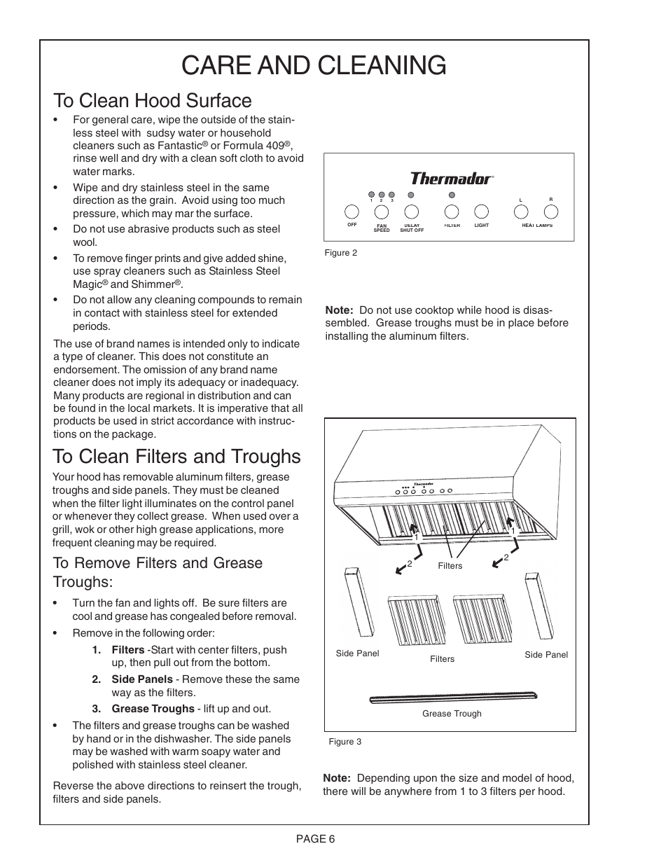 Care and cleaning | Thermador PH48CS User Manual | Page 6 / 24