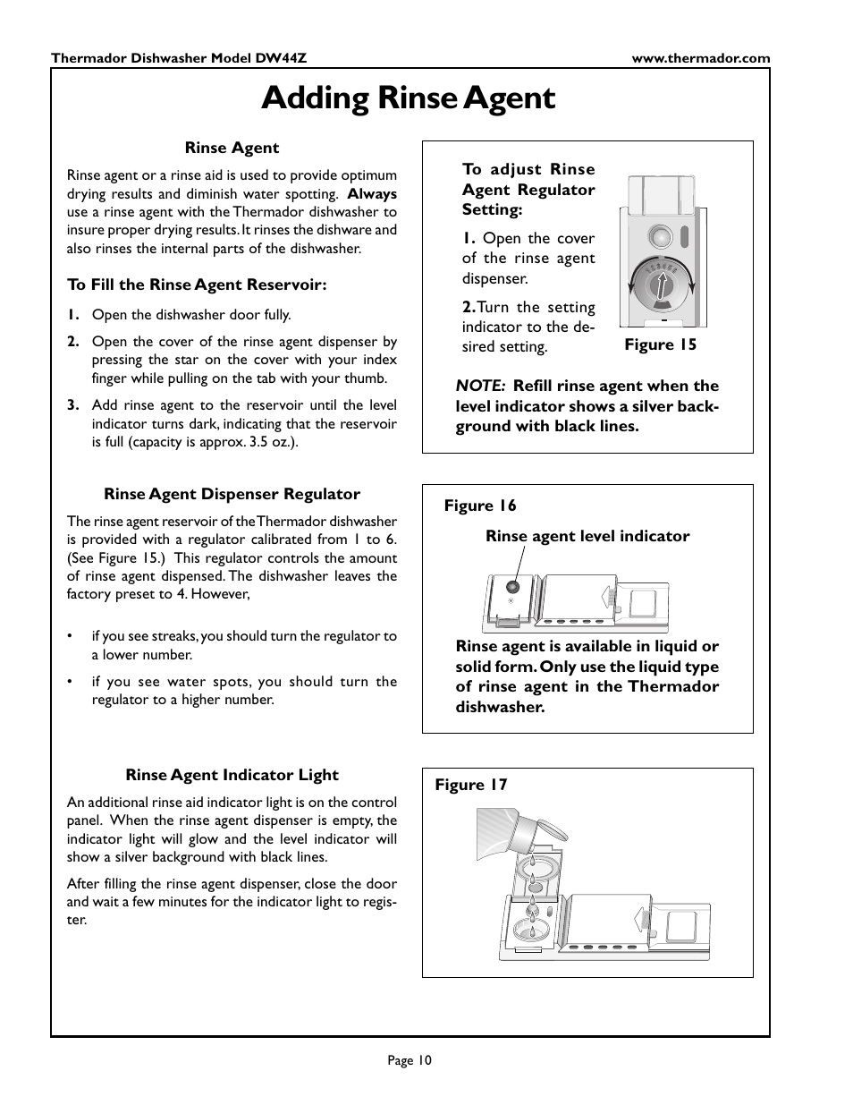 Adding rinse agent | Thermador DW44ZSB User Manual | Page 12 / 24