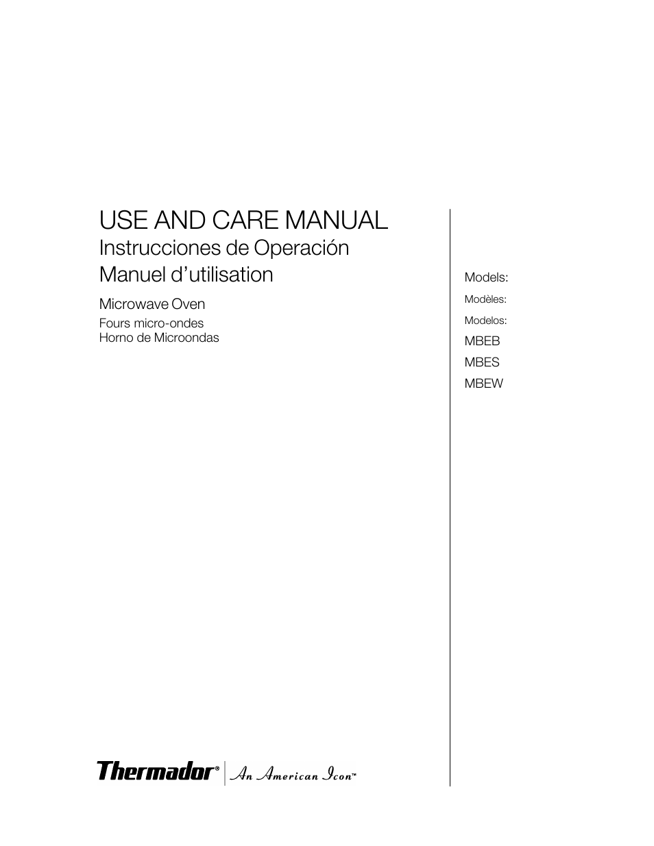 Thermador MBEW User Manual | 124 pages