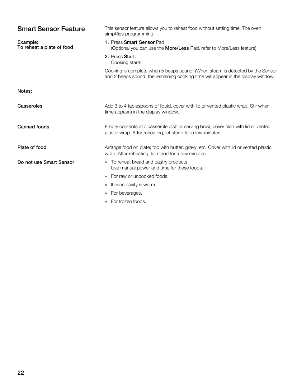 Smart sensor feature | Thermador MBEW User Manual | Page 22 / 124