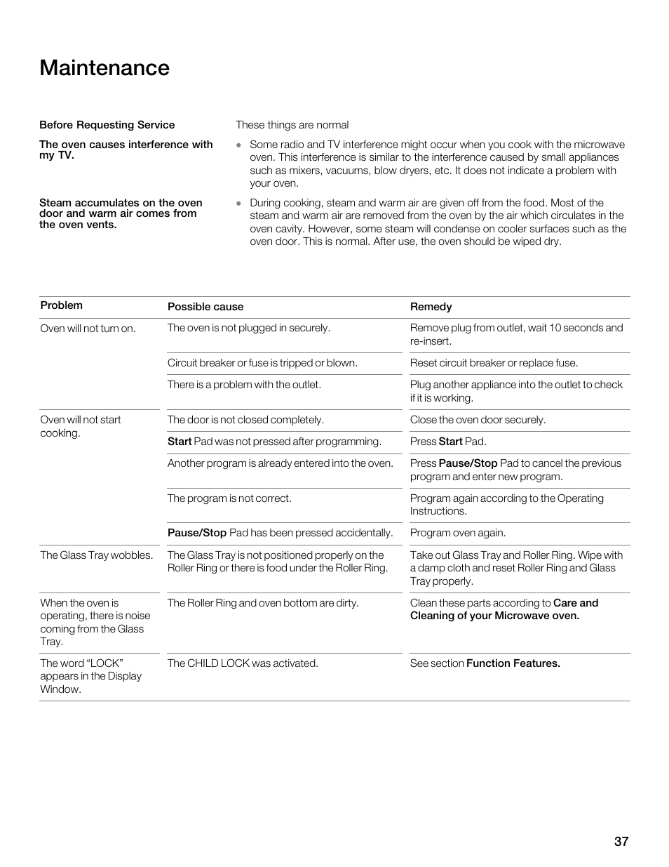 Maintenance | Thermador MBEW User Manual | Page 37 / 124