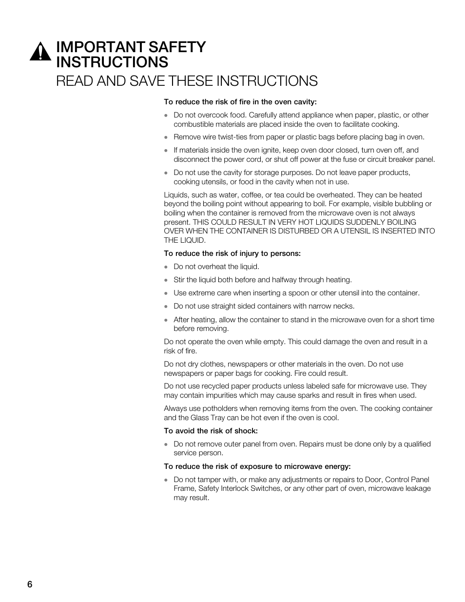 Important safety instructions, Read and save these instructions | Thermador MBEW User Manual | Page 6 / 124