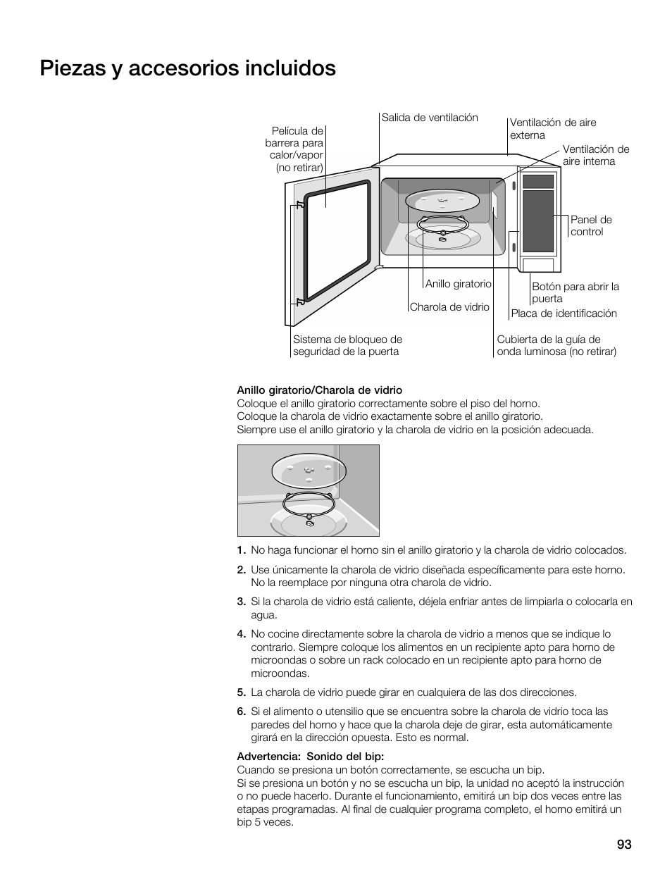 Piezas y accesorios incluidos | Thermador MBEW User Manual | Page 93 / 124