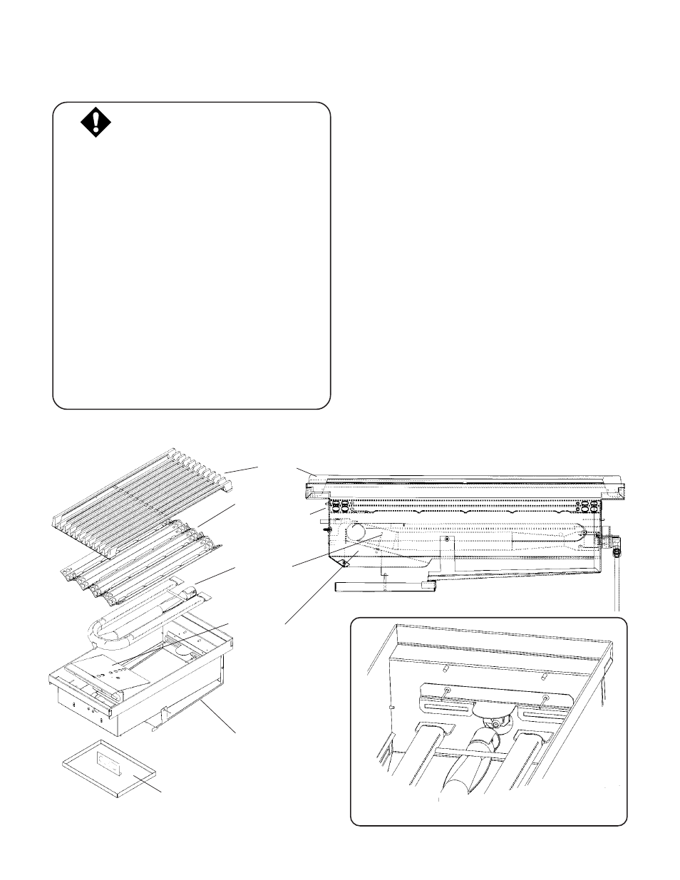 Disassembly/assembly of the grill, Caution, Exploded views and side view of grill | Thermador PG48 User Manual | Page 22 / 48