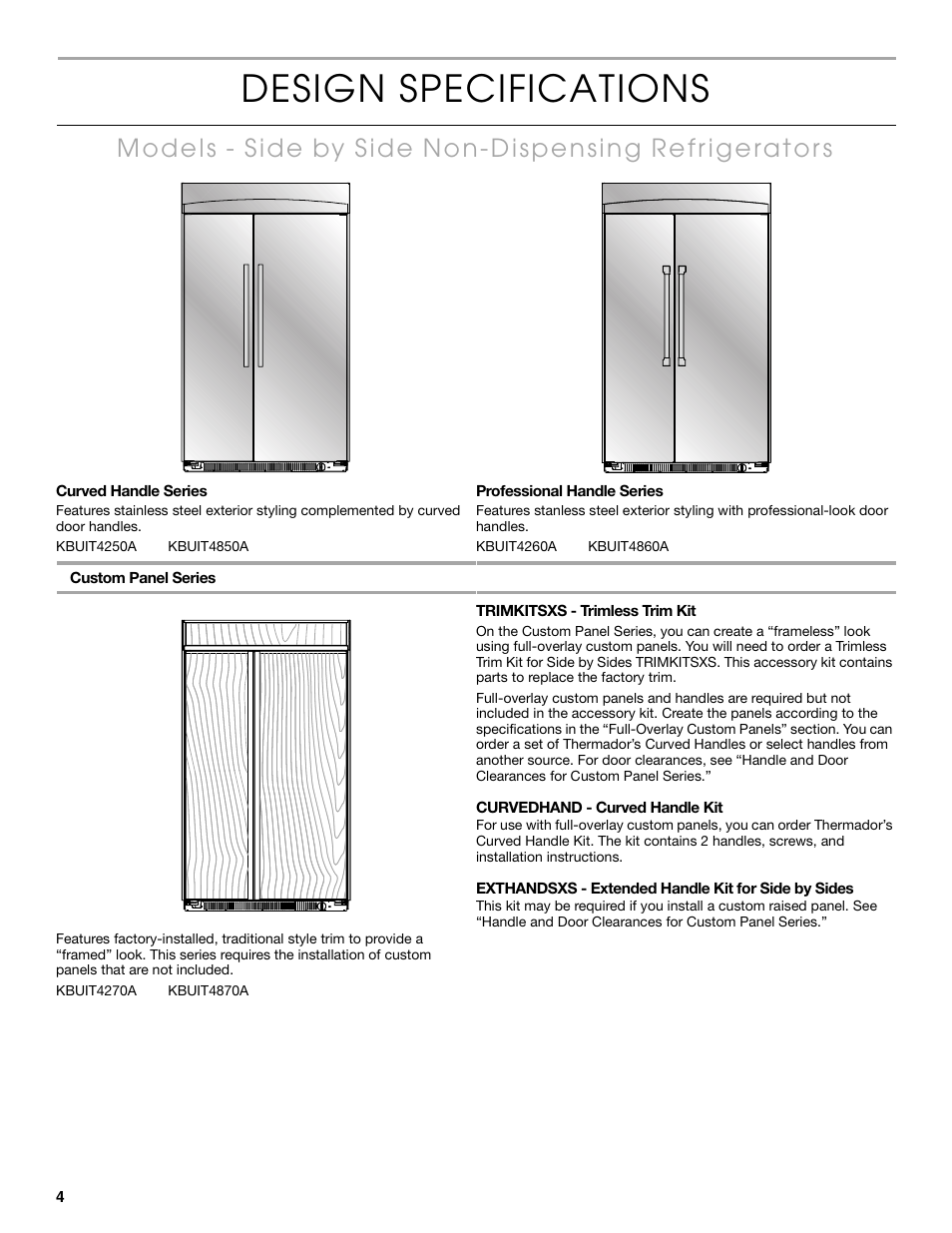 Design specifications | Thermador KBUIT4250A User Manual | Page 4 / 64