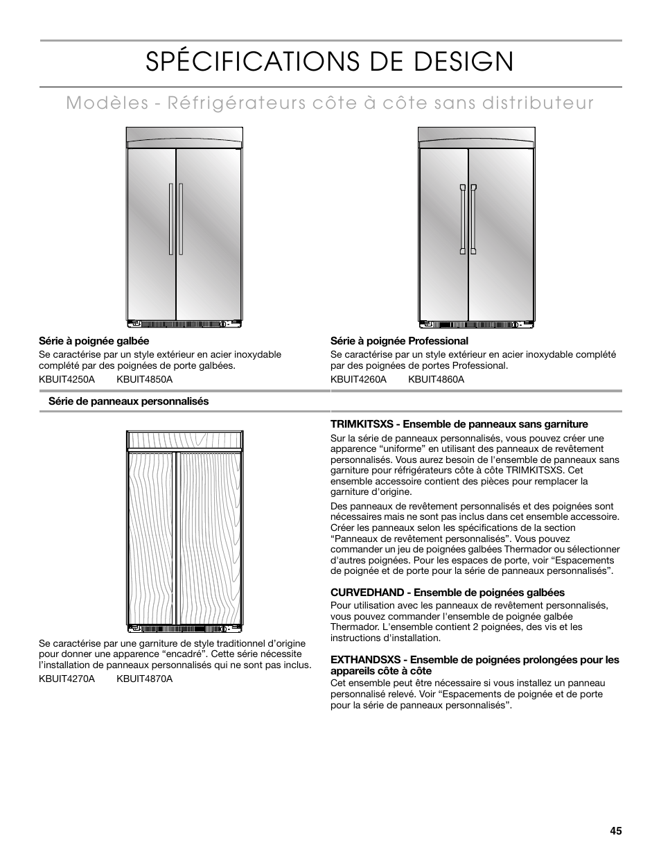 Spécifications de design | Thermador KBUIT4250A User Manual | Page 45 / 64