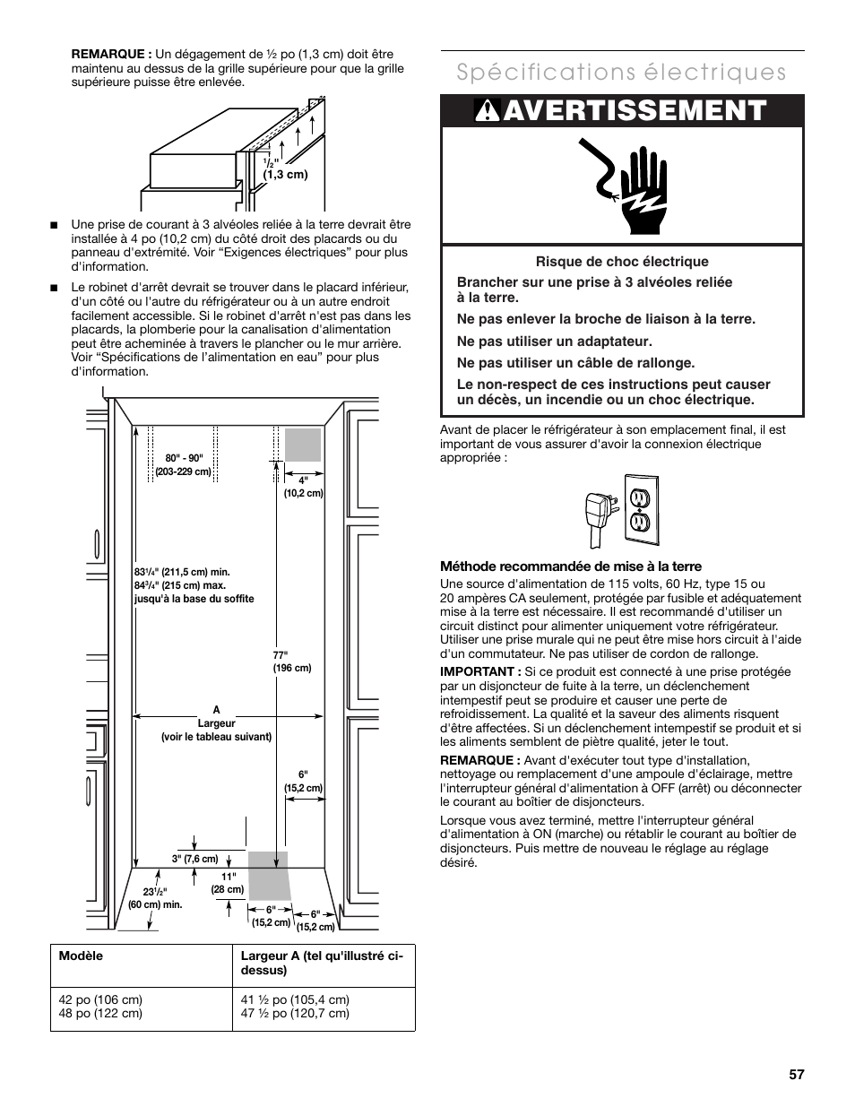 Avertissement | Thermador KBUIT4250A User Manual | Page 57 / 64