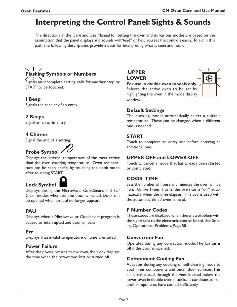 Interpreting the control panel: sights & sounds | Thermador CM302 User Manual | Page 11 / 64