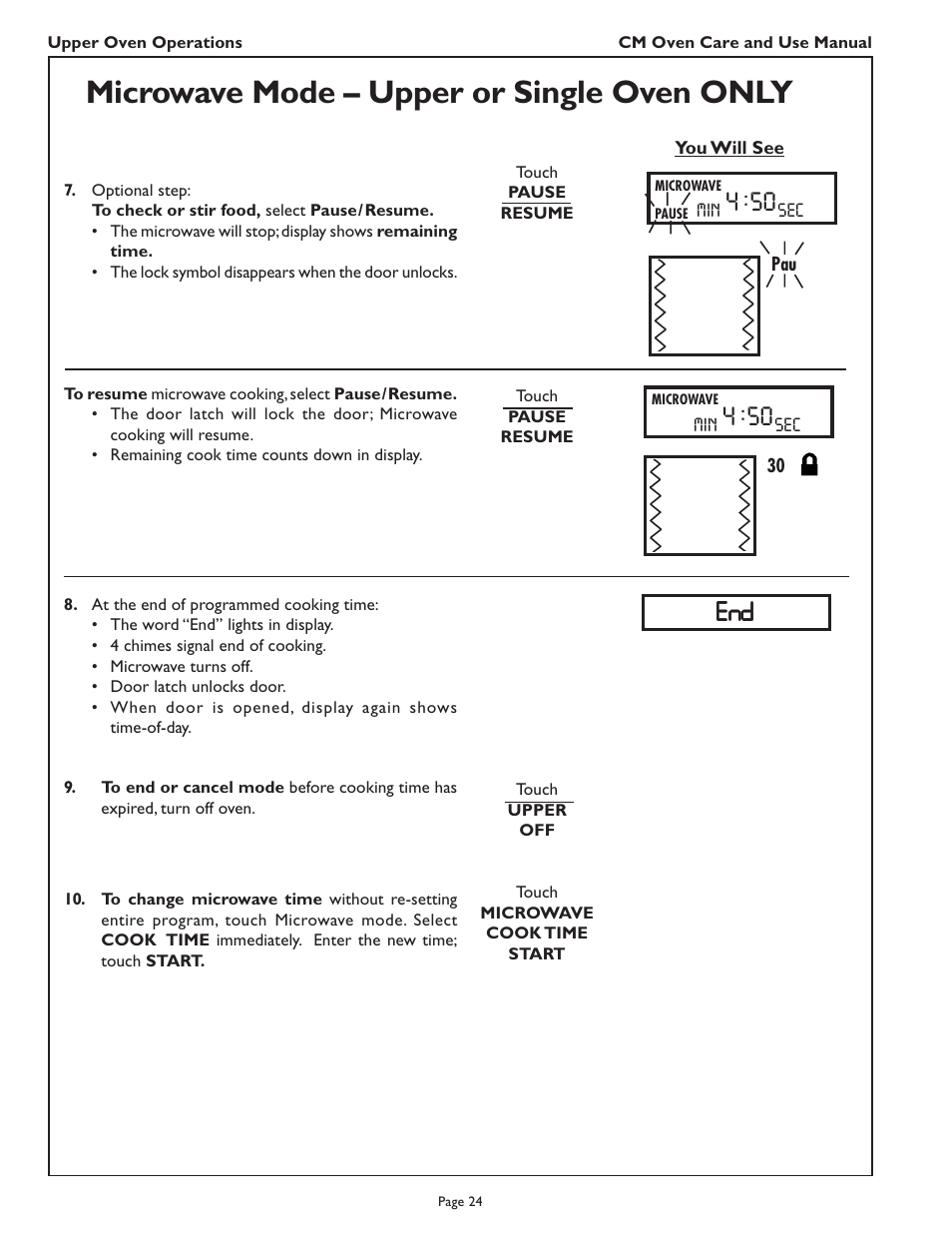 Microwave mode – upper or single oven only | Thermador CM302 User Manual | Page 26 / 64