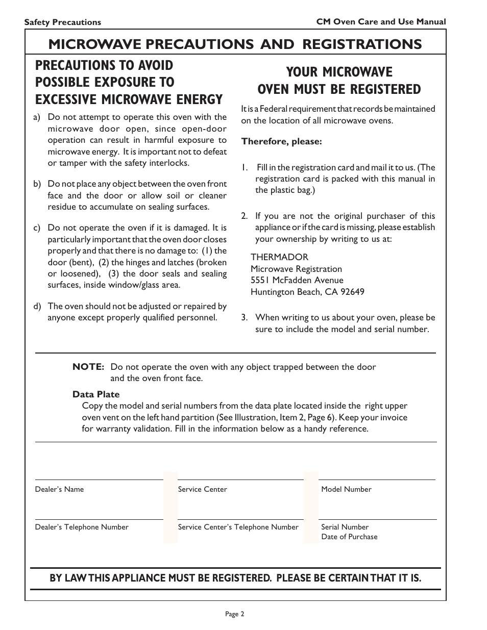 Thermador CM302 User Manual | Page 4 / 64