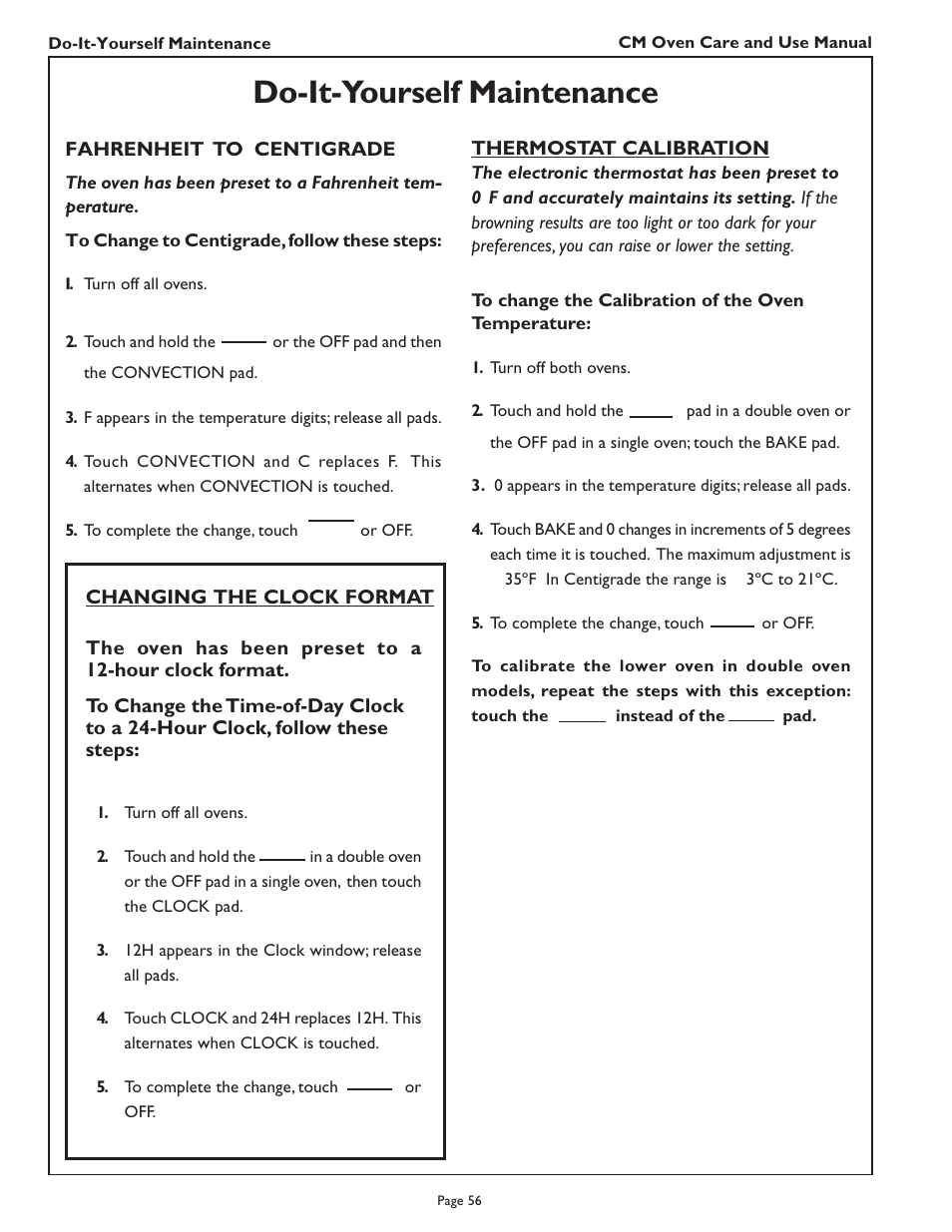 Do-it-yourself maintenance | Thermador CM302 User Manual | Page 58 / 64