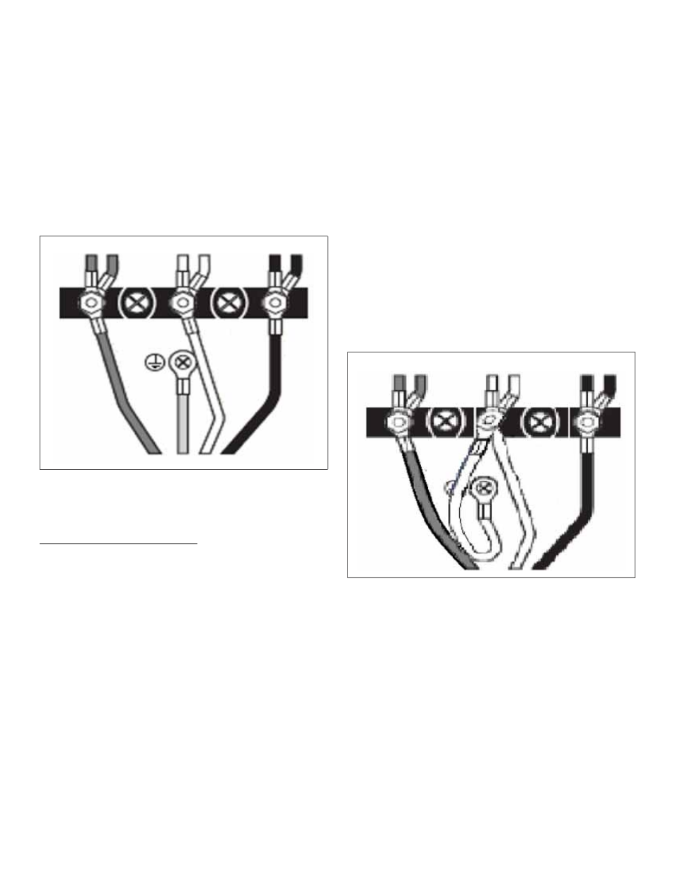 Serrez bien toutes les connexions, Figure 14: connexion à quatre fils, Réinstallez le couvercle du bloc de jonction | Serrez bien les écrous, Figure 15: connexion à trois fils | Thermador PRO GRAND PRD48 User Manual | Page 51 / 97