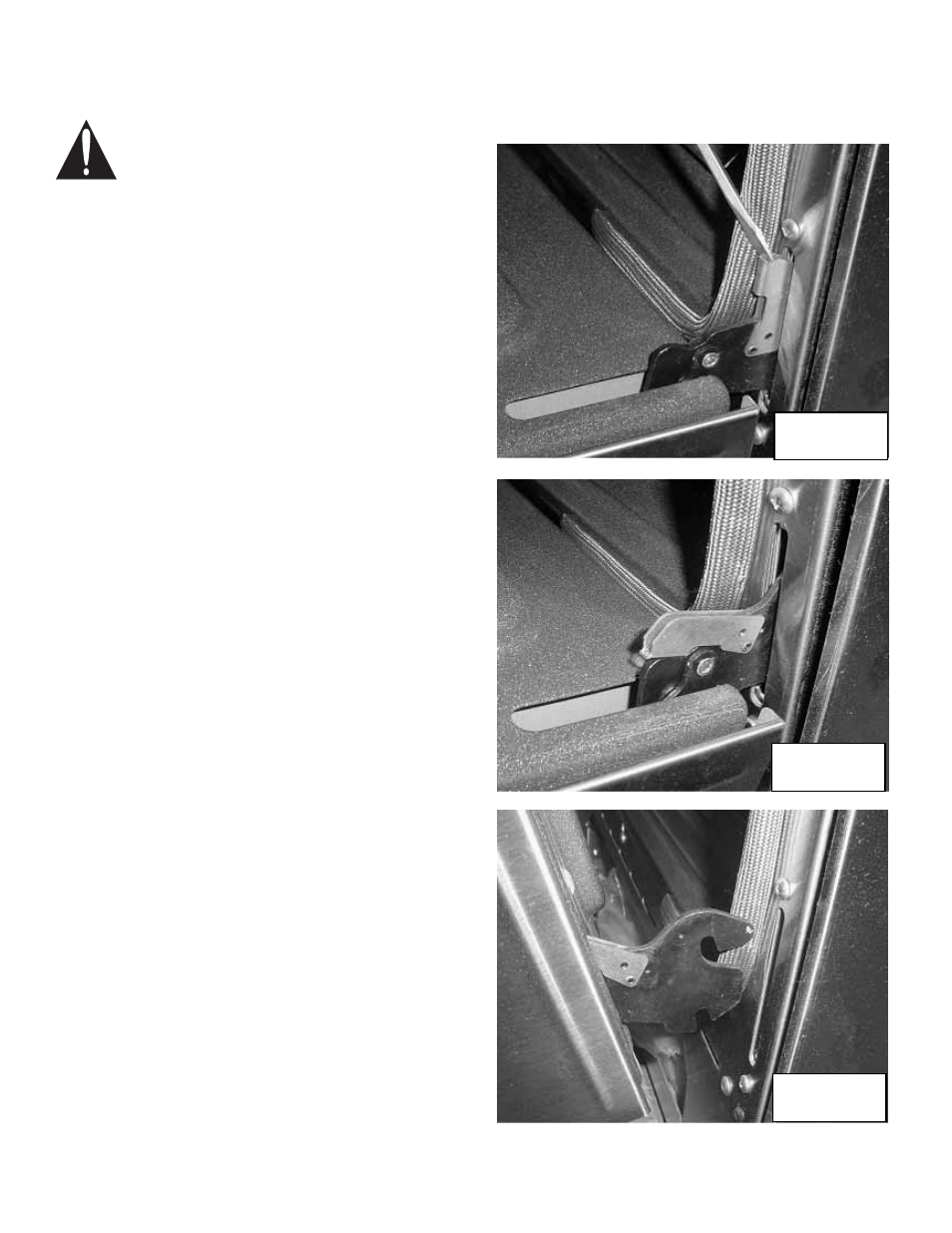 Paso 4: quitar y reinstalar la puerta, Precaución, Foto a foto b foto c | Thermador PRO GRAND PRD48 User Manual | Page 75 / 97