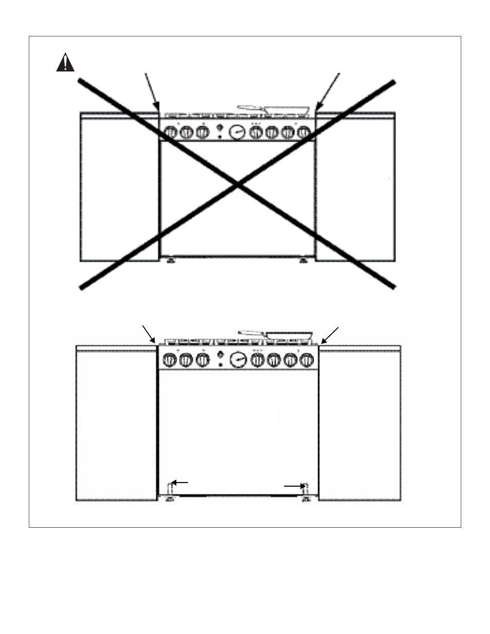 Figura 25: ajuste de la altura de la estufa, Armario, Armario estufa | Thermador PRO GRAND PRD48 User Manual | Page 91 / 97