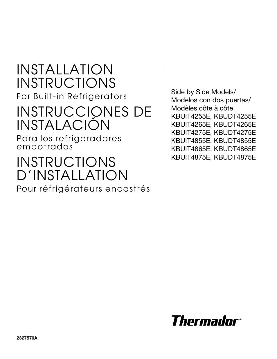 Thermador KBUDT4865E User Manual | 68 pages