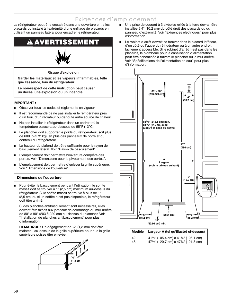 Avertissement | Thermador KBUDT4865E User Manual | Page 58 / 68