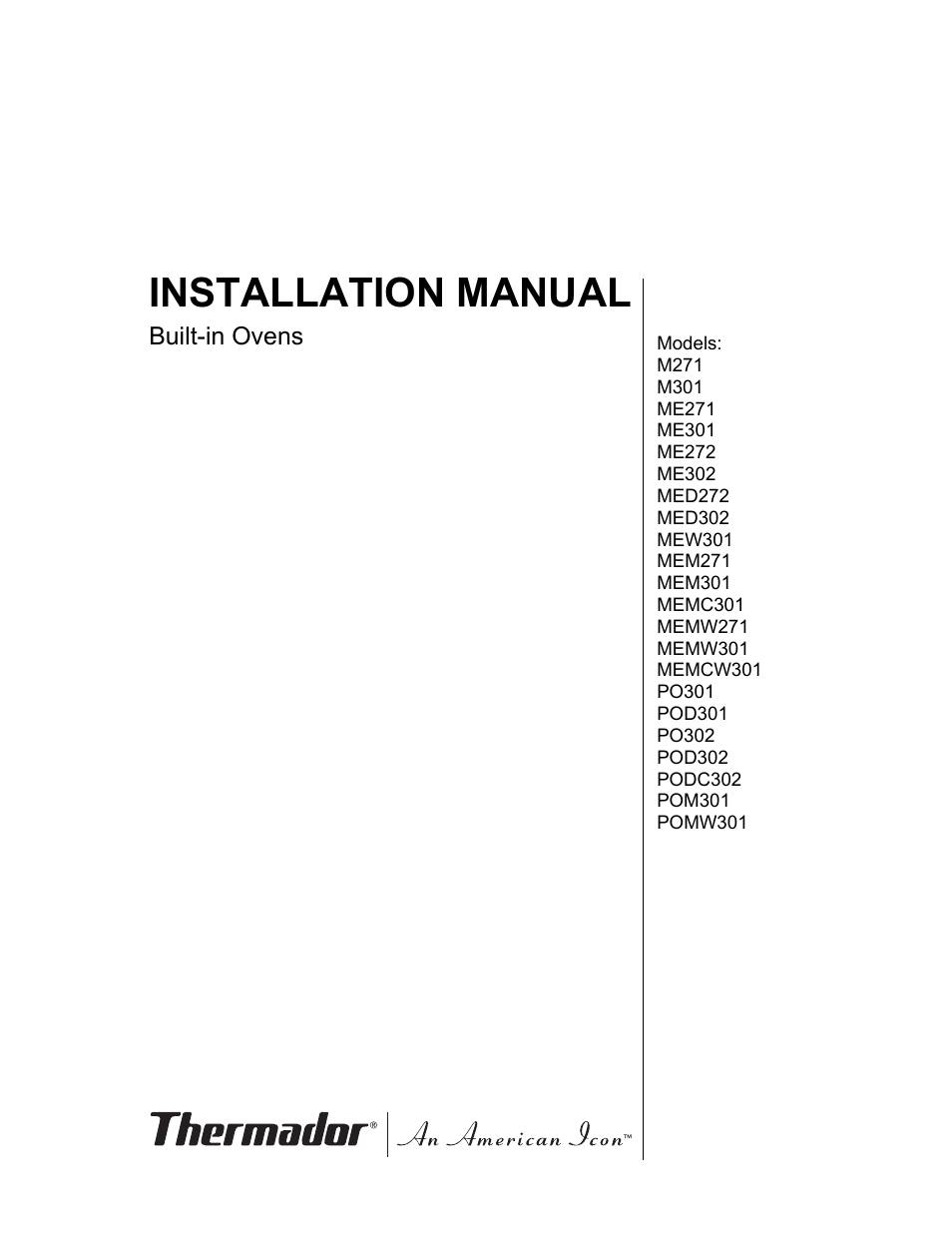 Thermador MEMC301 User Manual | 44 pages