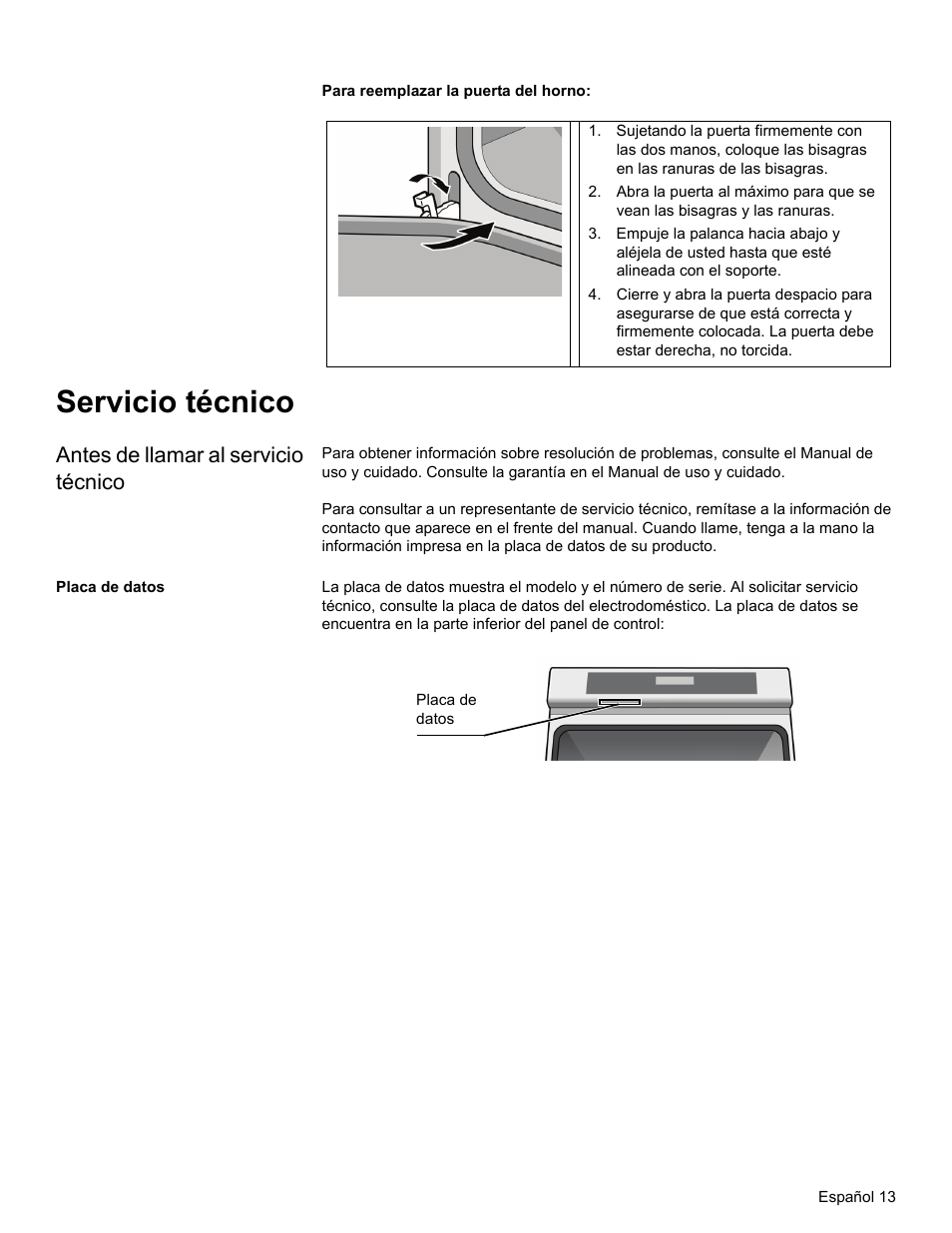 Servicio técnico, Antes de llamar al servicio técnico, Placa de datos | Thermador MEMC301 User Manual | Page 28 / 44
