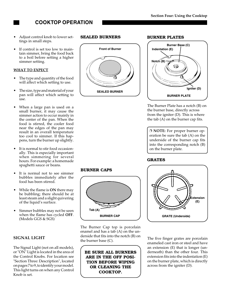 Cooktop operation | Thermador GGN30 User Manual | Page 14 / 32