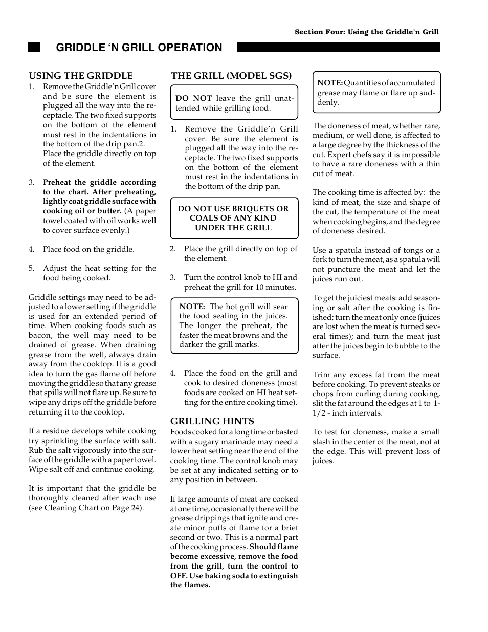 Griddle ‘n grill operation | Thermador GGN30 User Manual | Page 22 / 32