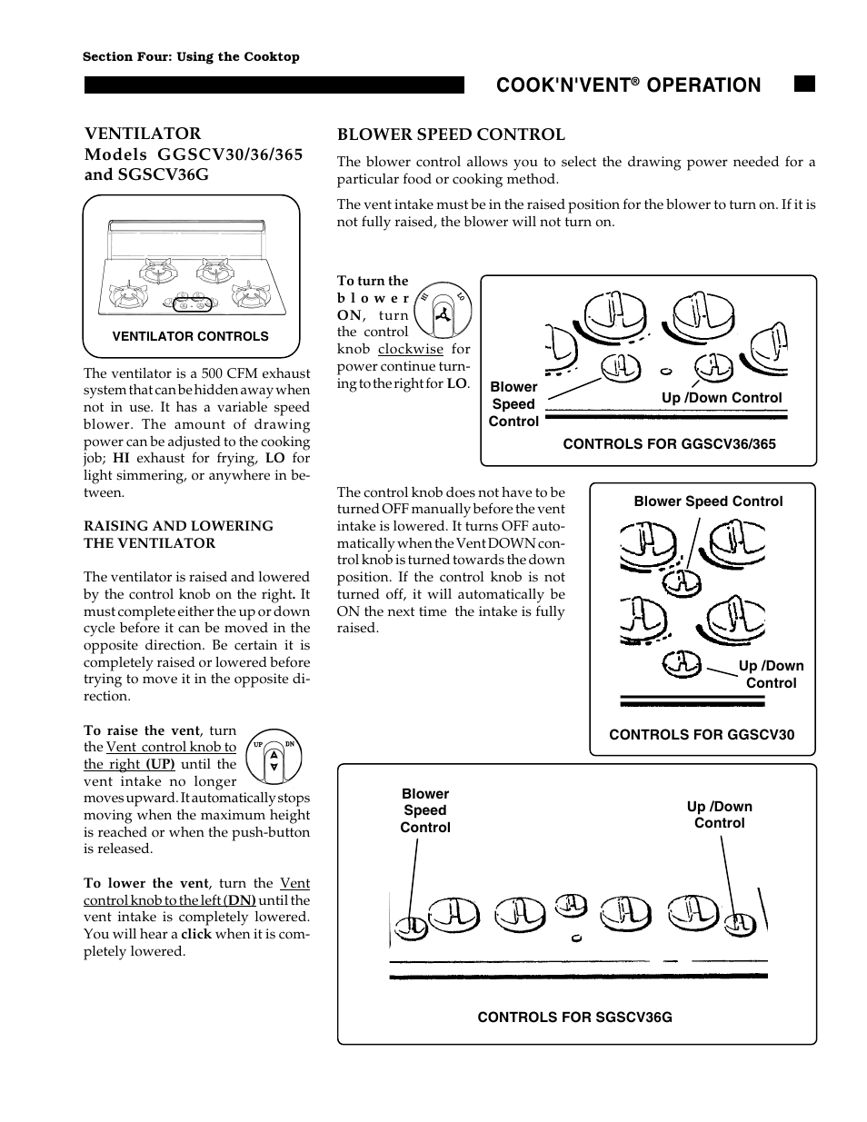 Cook'n'vent, Operation | Thermador GGN30 User Manual | Page 23 / 32